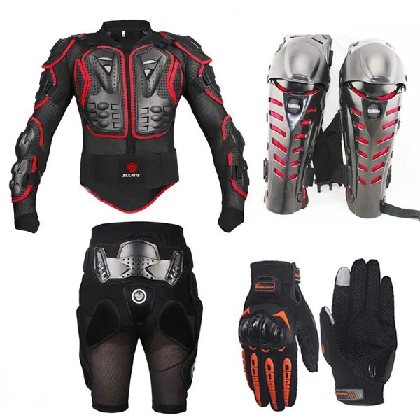 Защитный комплект из 4 предметов, мотоциклетная куртка, перчатки до колена, короткие брюки, женская одежда, Мотоциклетные Перчатки