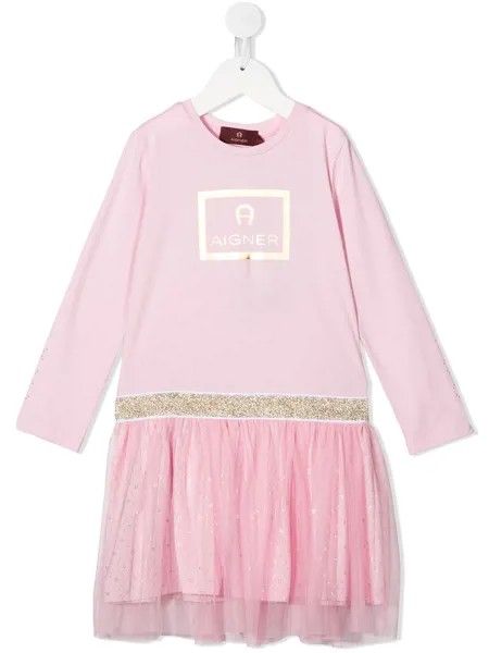 Aigner Kids пышное платье с логотипом