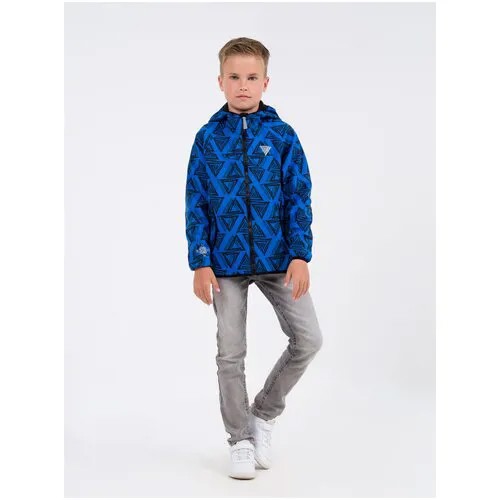 Куртка для мальчика демисезонная, осень, весна, softshell В19042Ф Синий лого (98)