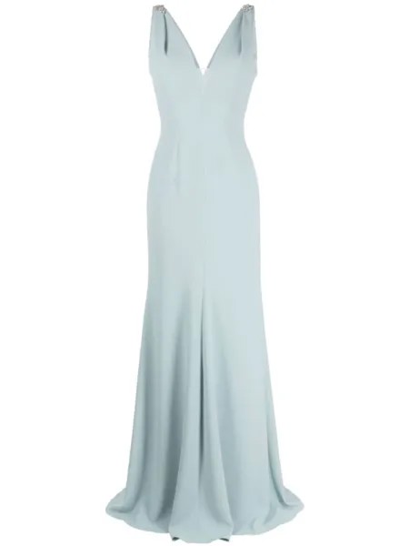 Jenny Packham платье макси Lola с кристаллами, синий