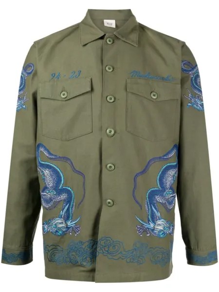 Maharishi рубашка с вышивкой, зеленый
