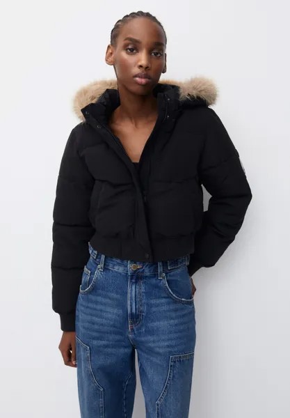 Зимняя куртка Puffer PULL&BEAR, черный