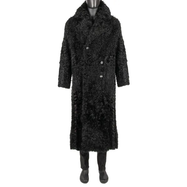 DOLCE - GABBANA RUNWAY 9,500 $ Длинное кожаное пальто оверсайз из меха ягненка Черное 11225