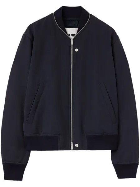 Jil Sander шерстяной бомбер с молниями, синий