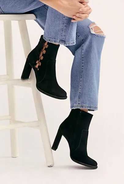 Замшевые ботинки на каблуке Free People Marietta черного цвета с молнией Marietta 39, НОВИНКА