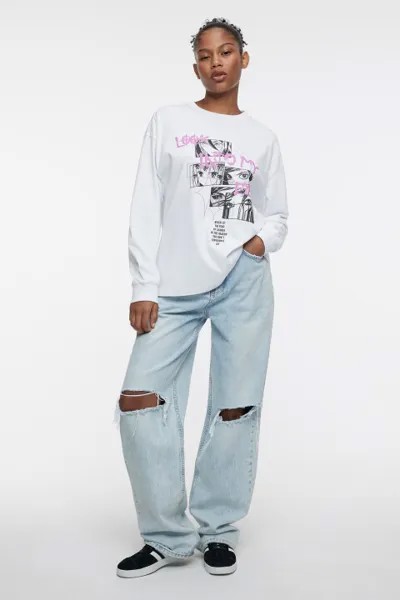 Лонгслив oversize хлопковый с принтом