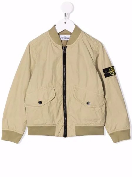 Stone Island Junior бомбер с нашивкой-логотипом