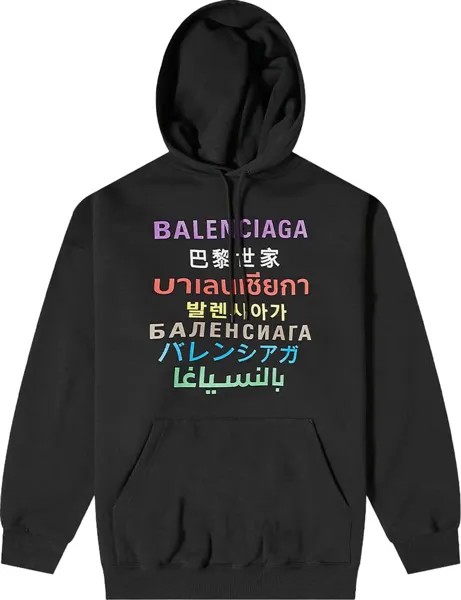 Худи Balenciaga Languages Popover Hoodie Black/Multicolor, черный