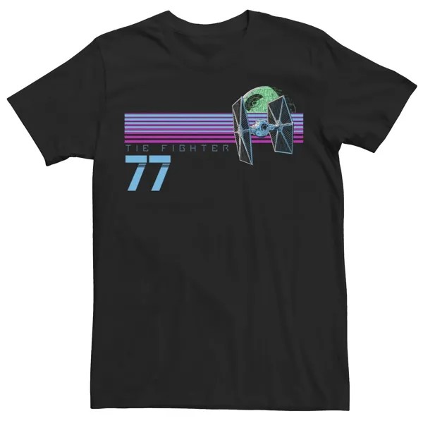 Мужская футболка Tie Fighter 77 Neon Retro Skyline с рисунком Star Wars