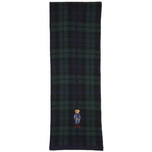 [PC0615-361] Мужской шарф в клетку Polo Ralph Lauren с медведем