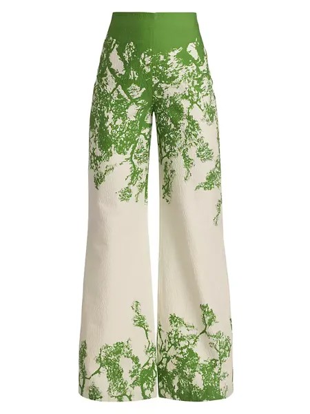 Широкие брюки Como из смесового хлопка Silvia Tcherassi, цвет green cyprus silk