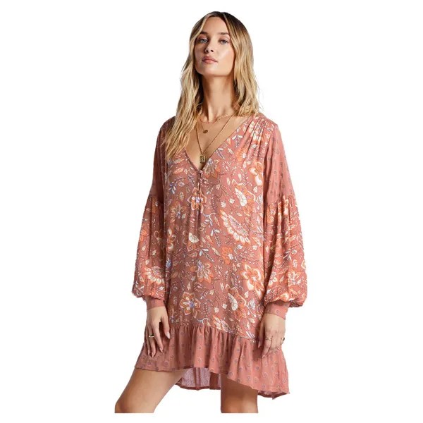 Платье миди Billabong Free As Can Be Long Sleeve, розовый