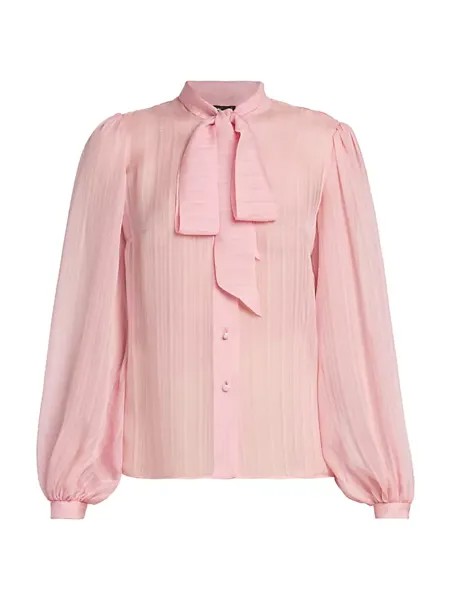 Шелковая блузка с завязками на воротнике Etro, цвет dark powder pink