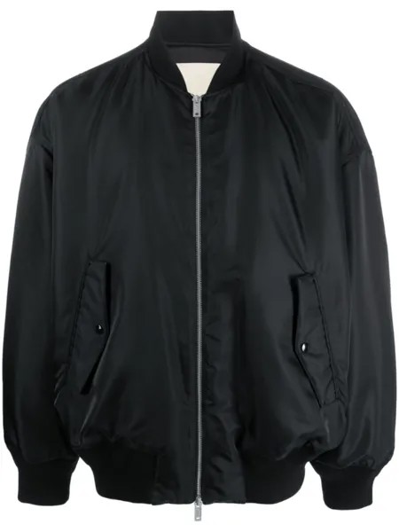 Emporio Armani атласный бомбер на молнии, черный