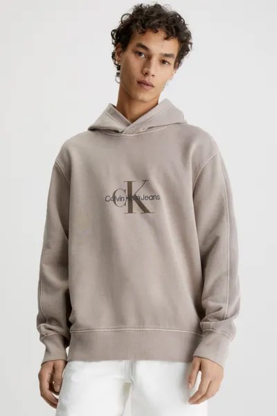 Коричневое худи Monologo Mineral Dye Calvin Klein Jeans, коричневый