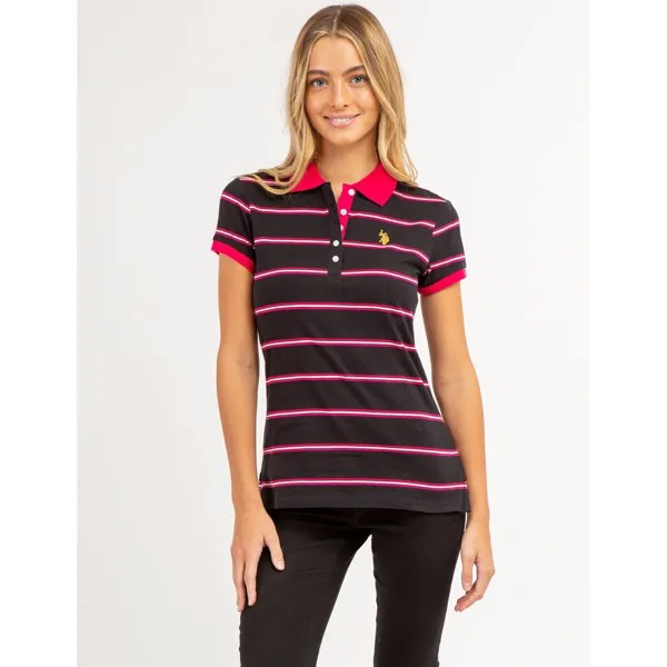 Футболка-поло U.S. Polo Assn. Horizontal Multi Striped, черный