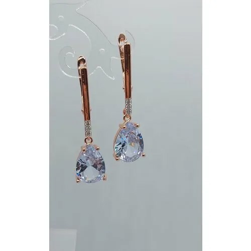 Серьги FJ Fallon Jewelry Серьги самоцветы бижутерия, циркон, размер/диаметр 38 мм, лиловый, золотой