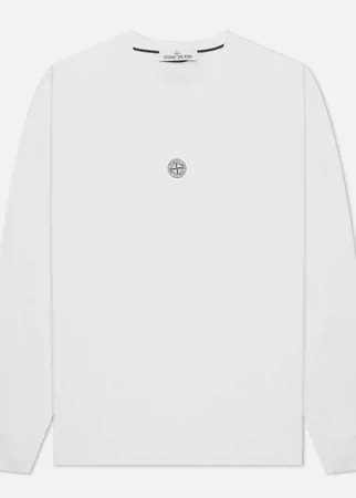 Мужской лонгслив Stone Island Mosaic Three Print Slim Fit, цвет белый, размер S