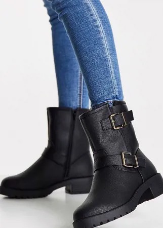 Черные походные ботинки для широкой стопы ASOS DESIGN Amber-Черный цвет