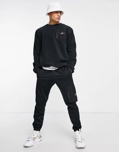Черный свитшот в утилитарном стиле с карманом карго Nike Sports Utility