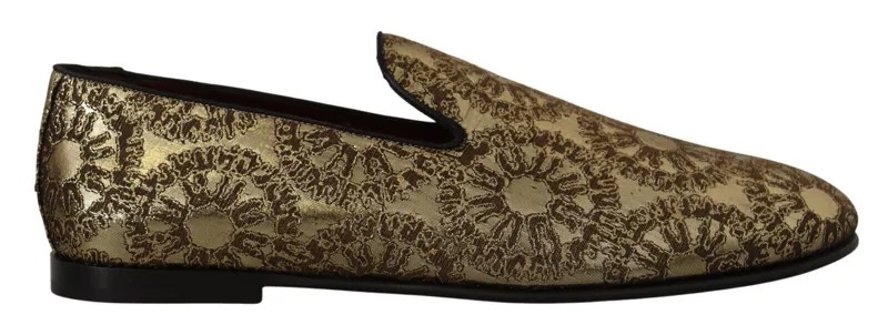 DOLCE - GABBANA Обувь Лоферы Золотые жаккардовые мужские туфли на плоской подошве EU43 / US10 Рекомендуемая цена 900 долларов США