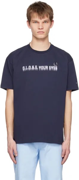 Темно-синяя футболка с надписью Close Your Eyes Raf Simons