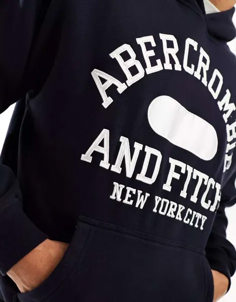 Темно-синяя толстовка оверсайз с логотипом университета Abercrombie & Fitch