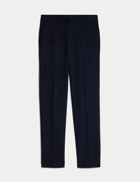 Эластичные костюмные брюки стандартного кроя в тонкую полоску Marks & Spencer, темно-синий