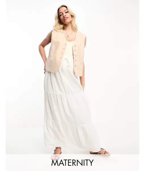 Белая юбка макси с завязками на талии Vero Moda Maternity
