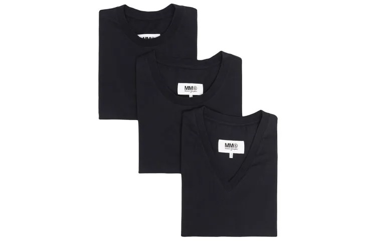 Футболка женская комплект из 3 шт. черная Mm6 Maison Margiela