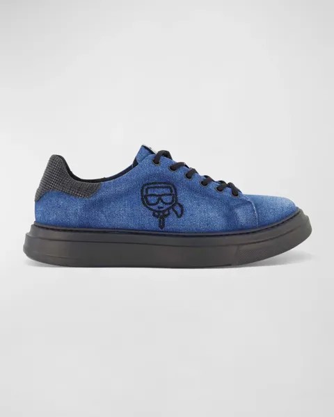 Мужские низкие кеды Karl Head из денима и кожи Karl Lagerfeld Paris, цвет Denim Indigo Wash
