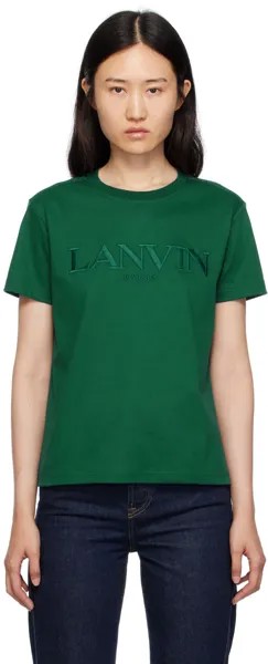 Зеленая футболка с вышивкой Lanvin