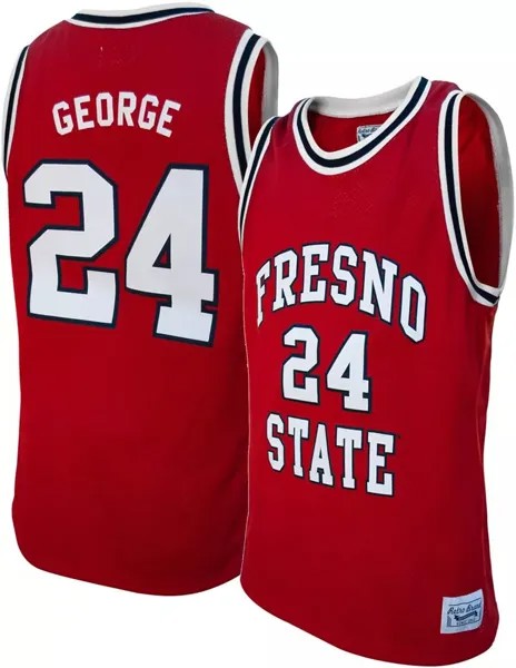 Оригинальная Мужская Retro Brand Баскетбольная майка Fresno State Bulldogs Paul George # 24 Cardinal, реплика