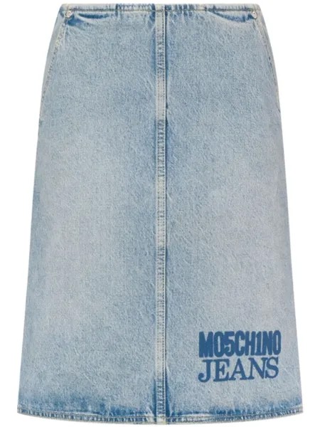 MOSCHINO JEANS юбка-карандаш с логотипом, синий