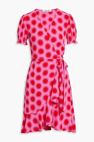 Креповое платье мини с запахом Emilia и принтом Diane Von Furstenberg, розовый