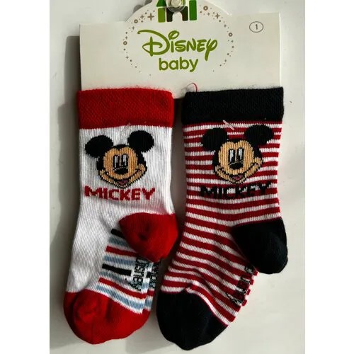 Носки Disney 2 пары, размер 1 год, белый, красный