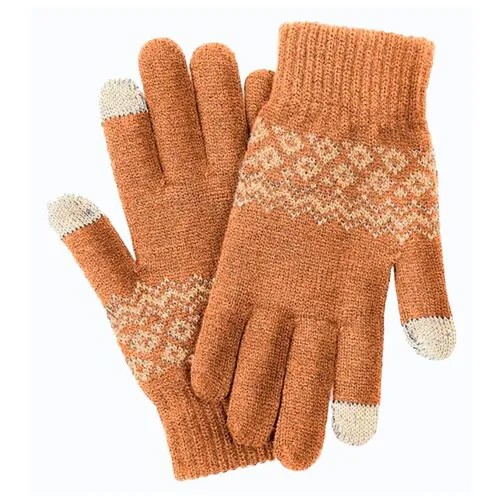 Перчатки Xiaomi, демисезон/зима, шерсть, утепленные, сенсорные, вязаные, размер 7.5, оранжевый