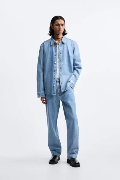 Джинсы с вощеным эффектом ZARA, синий