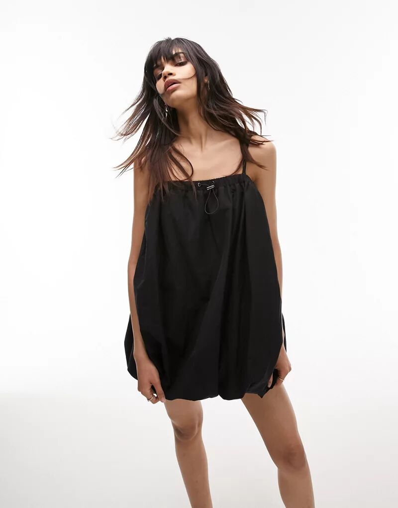 Черное мини-платье с объемным подолом Topshop Premium