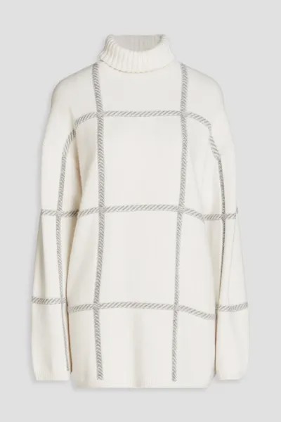 Свитер-водолазка оверсайз жаккардовой вязки Joseph, цвет Off-white