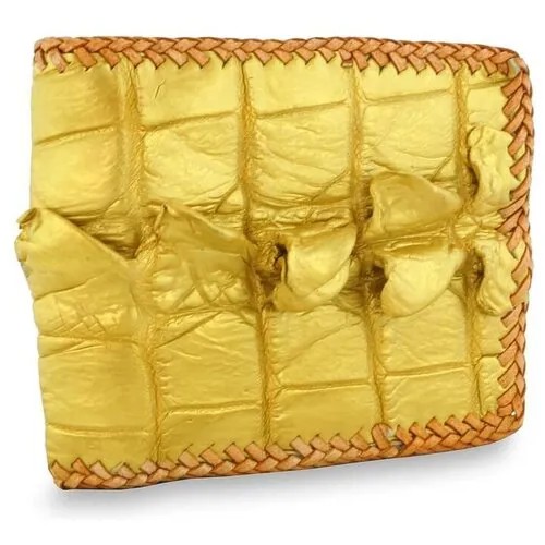 Кошелек Exotic Leather, натуральная кожа, фактура под рептилию, без застежки, 2 отделения для банкнот, золотой, желтый
