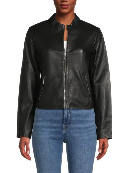 Кожаная куртка на молнии Calvin Klein, черный