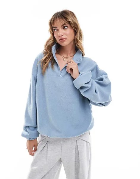 ASOS DESIGN – голубая флисовая толстовка на молнии