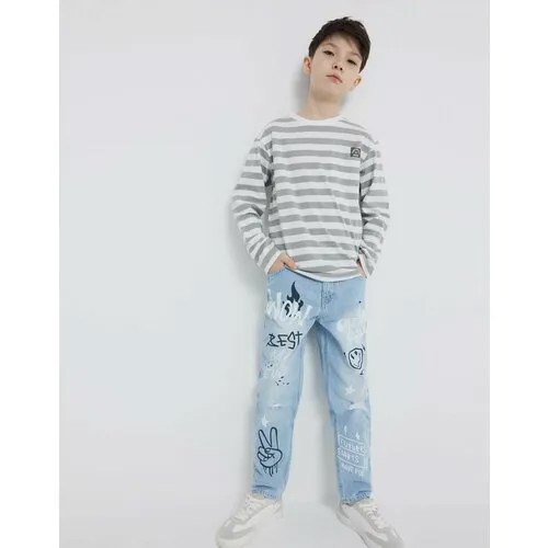 Джинсы  Gloria Jeans GJ COOL, размер 7-8л/128 (32), голубой, синий