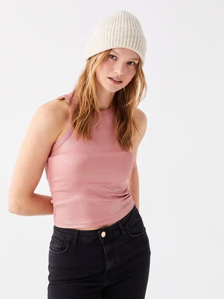 Женские однотонные спортивные штаны с круглым вырезом LCW Casual, сушеная роза