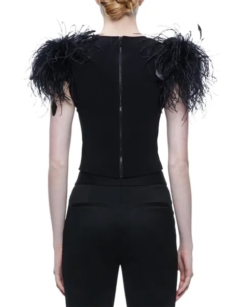 Топ alice + olivia Tamica с перьями, черный