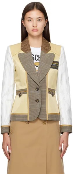 Бежево-белый пиджак со вставками Moschino