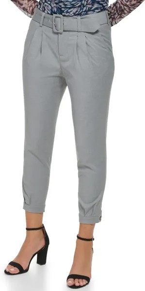 Плиссированные брюки с поясом DKNY, цвет Cashmere Heather