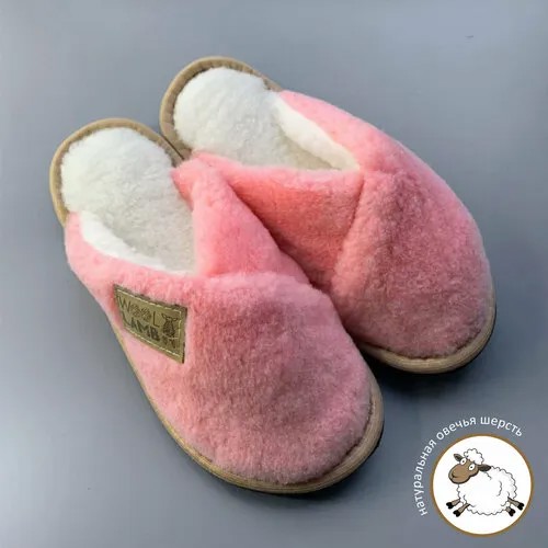 Тапочки Wool Lamb тапочки из натуральной шерсти, размер 40-41, розовый, коралловый