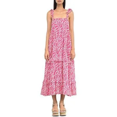 Banjanan Womens Penelope Хлопковое многоярусное платье миди с цветочным принтом BHFO 8483